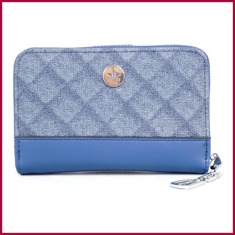 Női pénztárca négyzetes mintával, műbőr, kék olasznoitaska.hu a