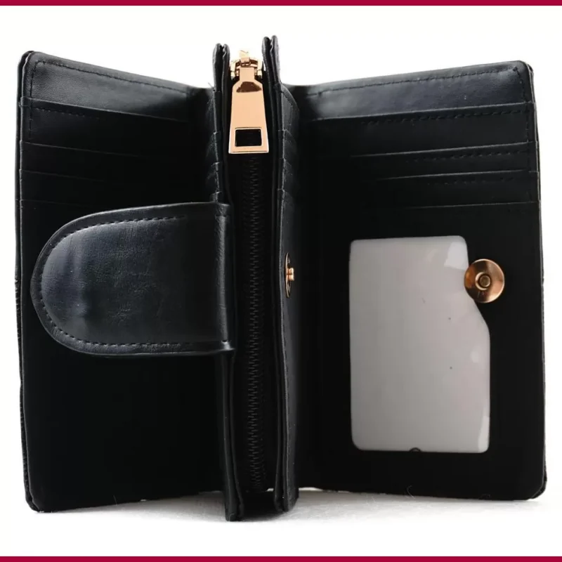 Elegáns női pénztárca kígyóbőrös mintával, fekete olasznoitaska-hu 3