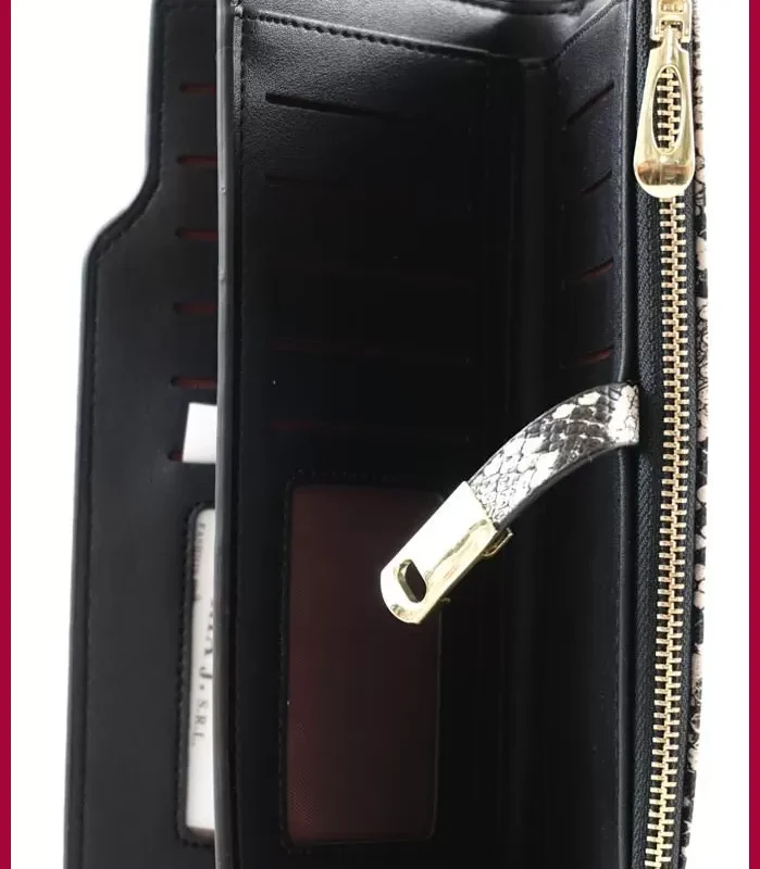 Kígyómintás női pénztárca, műbőr, fekete olasznoitaska-hu 3