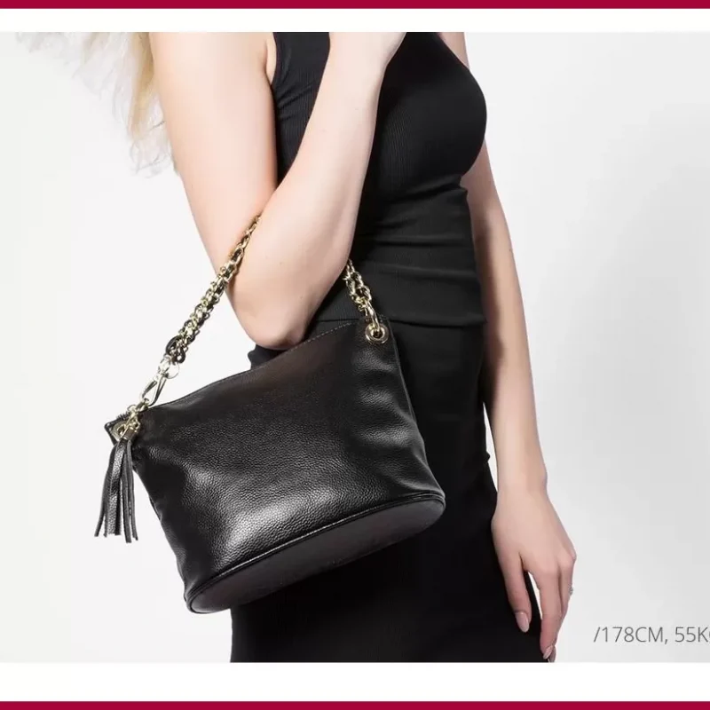 Láncos női válltáska, bőr, szürke olasznoitaska-hu 4