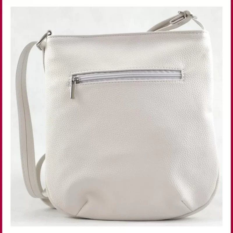 VIA55 női keresztpántos táska elöl kék sávval, rostbőr, fehér olasznoitaska-hu 3