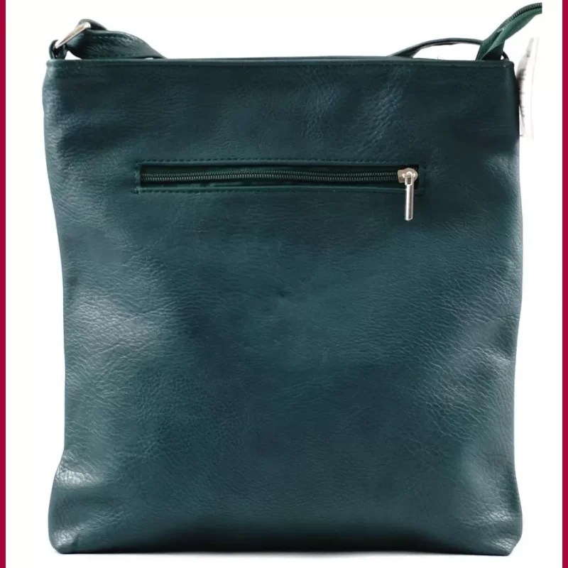 VIA55 női keresztpántos táska ferde zsebbel, rostbőr, zöld olasznoitaska-hu 3